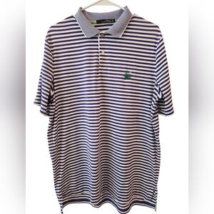 RLX RALPH LAUREN GOLF PERFORMANCE STRIPED POLO. SIZE LARGE.